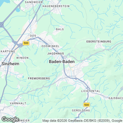 Karte von Baden-Baden und Umgebung
