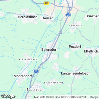 Karte von Baiersdorf und Umgebung