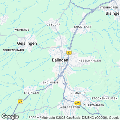 Karte von Balingen und Umgebung