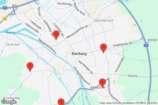 Karte mit Entrümpelungsaufträgen in Bamberg