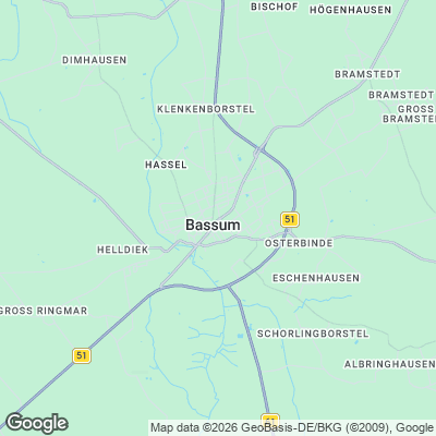 Karte von Bassum und Umgebung