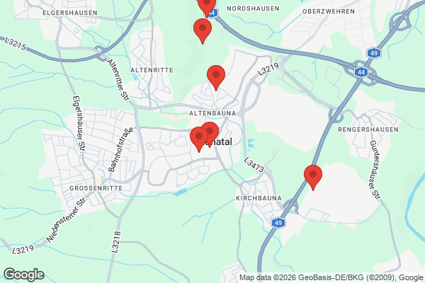 Karte mit Entrümpelungsaufträgen in Baunatal