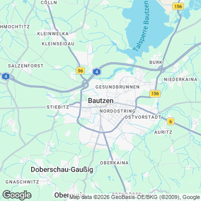 Karte von Bautzen und Umgebung