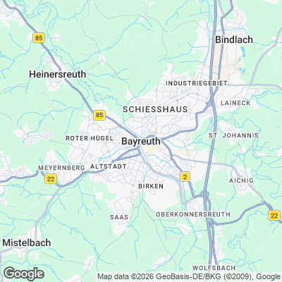 Karte von Bayreuth und Umgebung