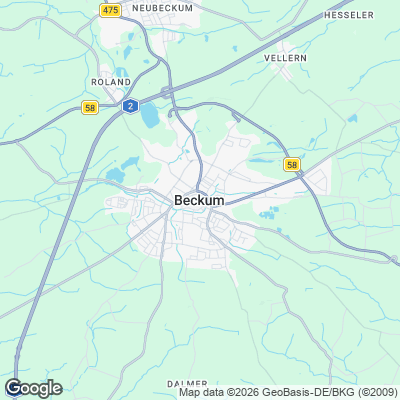 Karte von Beckum und Umgebung
