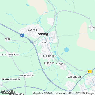 Karte von Bedburg und Umgebung