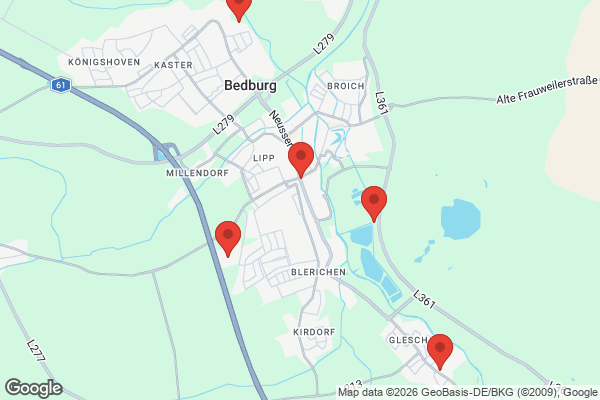 Karte mit Entrümpelungsaufträgen in Bedburg