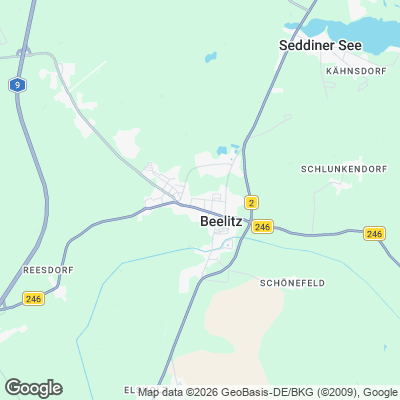 Karte von Beelitz und Umgebung