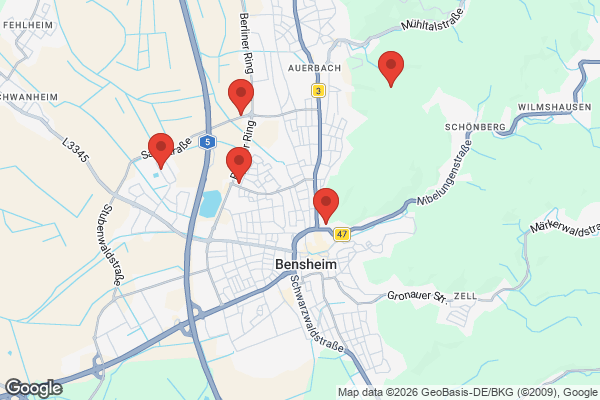 Karte mit Entrümpelungsaufträgen in Bensheim