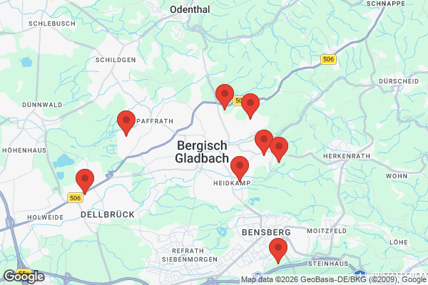 Karte mit Entrümpelungsaufträgen in Bergisch Gladbach