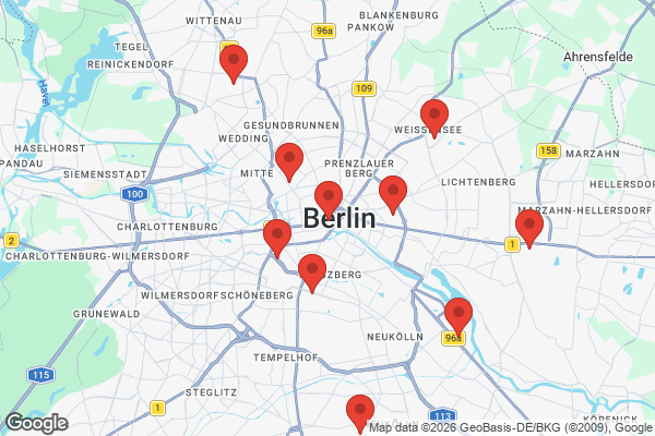 Karte mit Entrümpelungsaufträgen in Berlin
