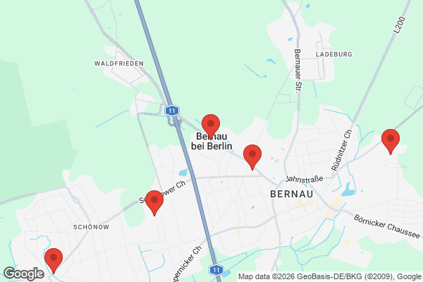 Karte mit Entrümpelungsaufträgen in Bernau bei Berlin