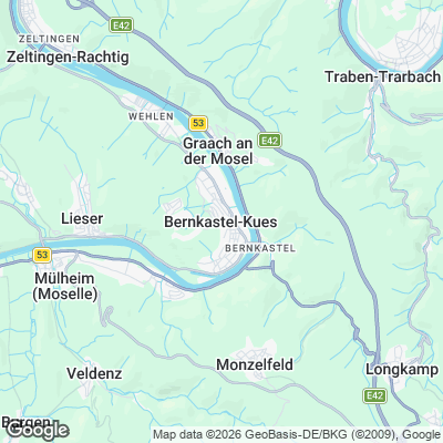 Karte von Bernkastel-Kues und Umgebung