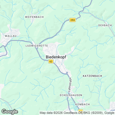 Karte von Biedenkopf und Umgebung