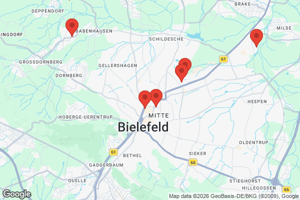 Karte mit Entrümpelungsaufträgen in Bielefeld