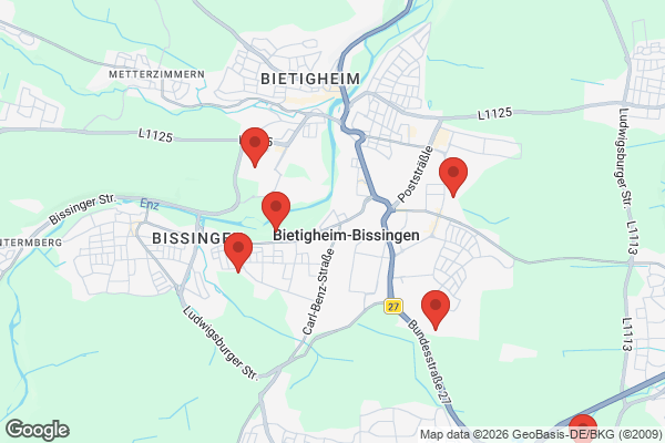 Karte mit Entrümpelungsaufträgen in Bietigheim-Bissingen