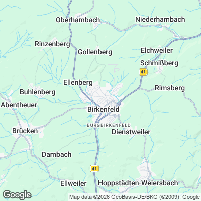 Karte von Birkenfeld und Umgebung
