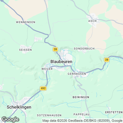 Karte von Blaubeuren und Umgebung