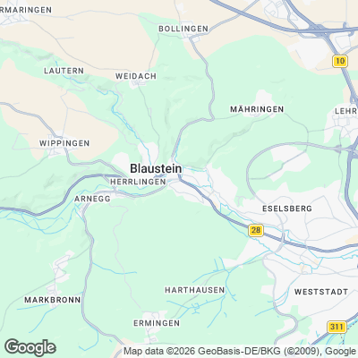 Karte von Blaustein und Umgebung