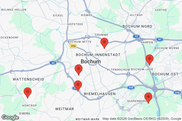 Karte mit Entrümpelungsaufträgen in Bochum