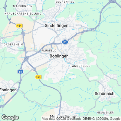 Karte von Böblingen und Umgebung