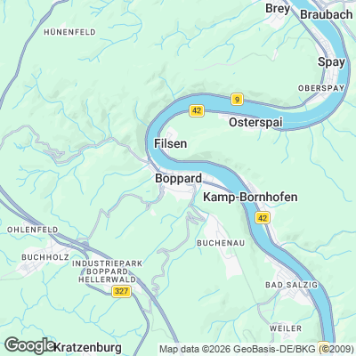 Karte von Boppard und Umgebung