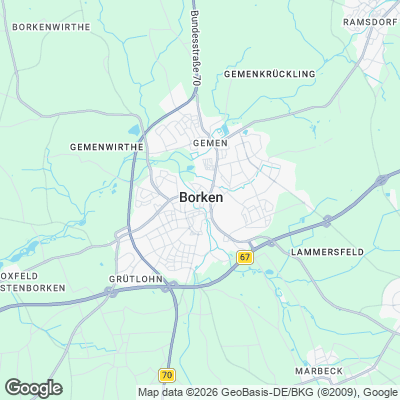 Karte von Borken und Umgebung