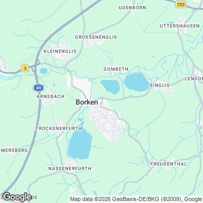 Karte von Borken (Hessen) und Umgebung
