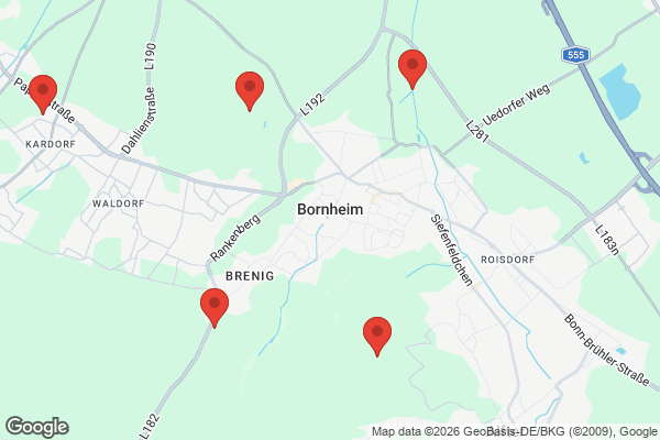 Karte mit Entrümpelungsaufträgen in Bornheim