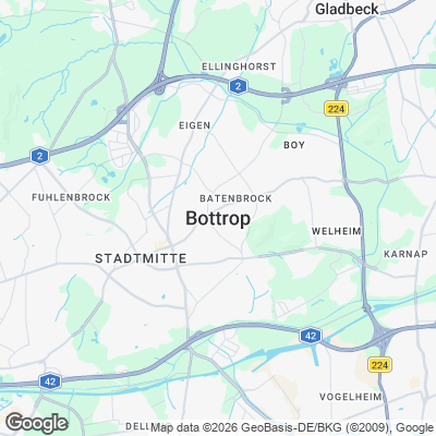 Karte von Bottrop und Umgebung