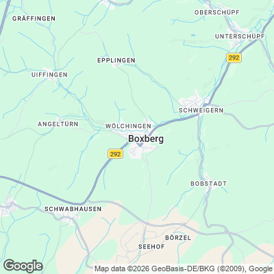 Karte von Boxberg und Umgebung