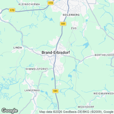 Karte von Brand-Erbisdorf und Umgebung