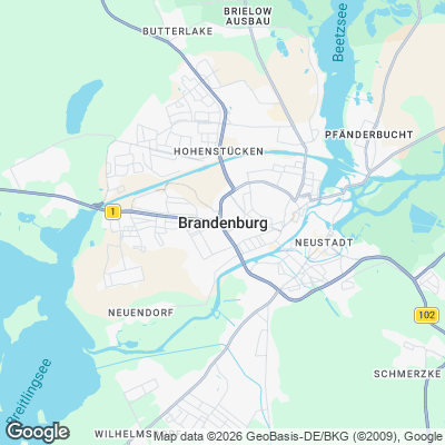Karte von Brandenburg (Havel) und Umgebung