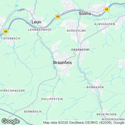 Karte von Braunfels und Umgebung