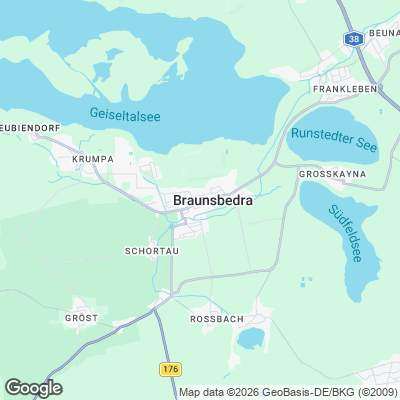 Karte von Braunsbedra und Umgebung