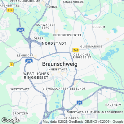 Karte von Braunschweig und Umgebung