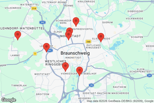 Karte mit Entrümpelungsaufträgen in Braunschweig