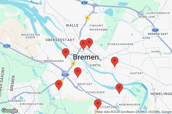 Karte mit Entrümpelungsaufträgen in Bremen