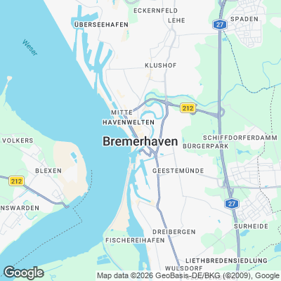 Karte von Bremerhaven und Umgebung