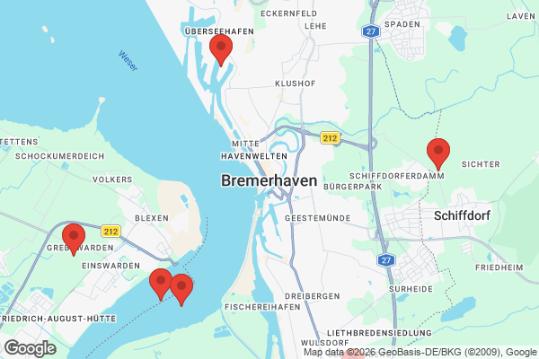 Karte mit Entrümpelungsaufträgen in Bremerhaven