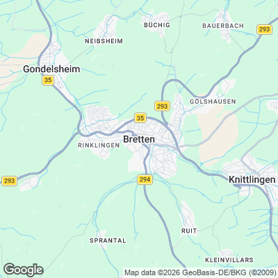 Karte von Bretten und Umgebung