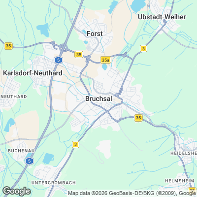 Karte von Bruchsal und Umgebung
