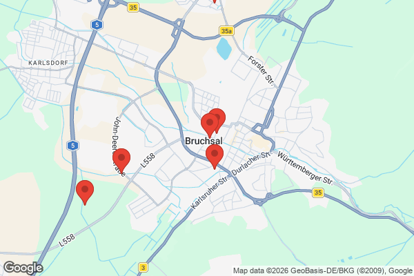 Karte mit Entrümpelungsaufträgen in Bruchsal