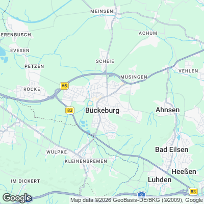 Karte von Bückeburg und Umgebung