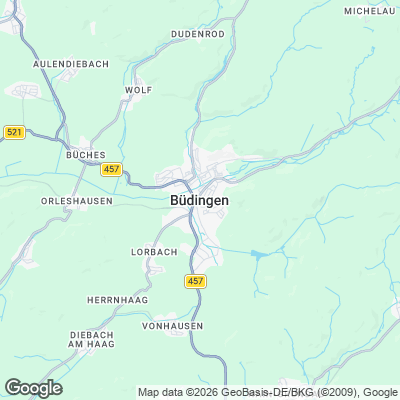 Karte von Büdingen und Umgebung