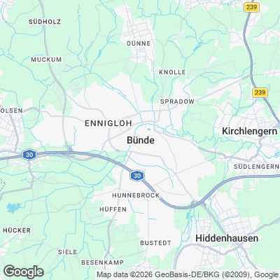 Karte von Bünde und Umgebung