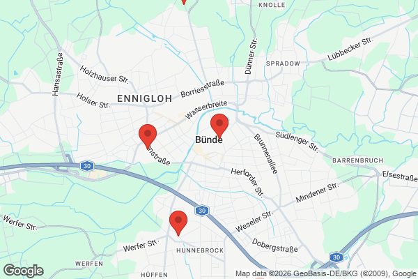 Karte mit Entrümpelungsaufträgen in Bünde