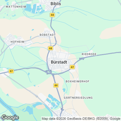 Karte von Bürstadt und Umgebung