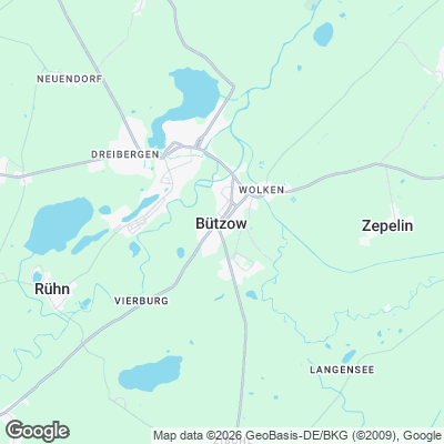 Karte von Bützow und Umgebung