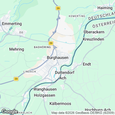 Karte von Burghausen und Umgebung